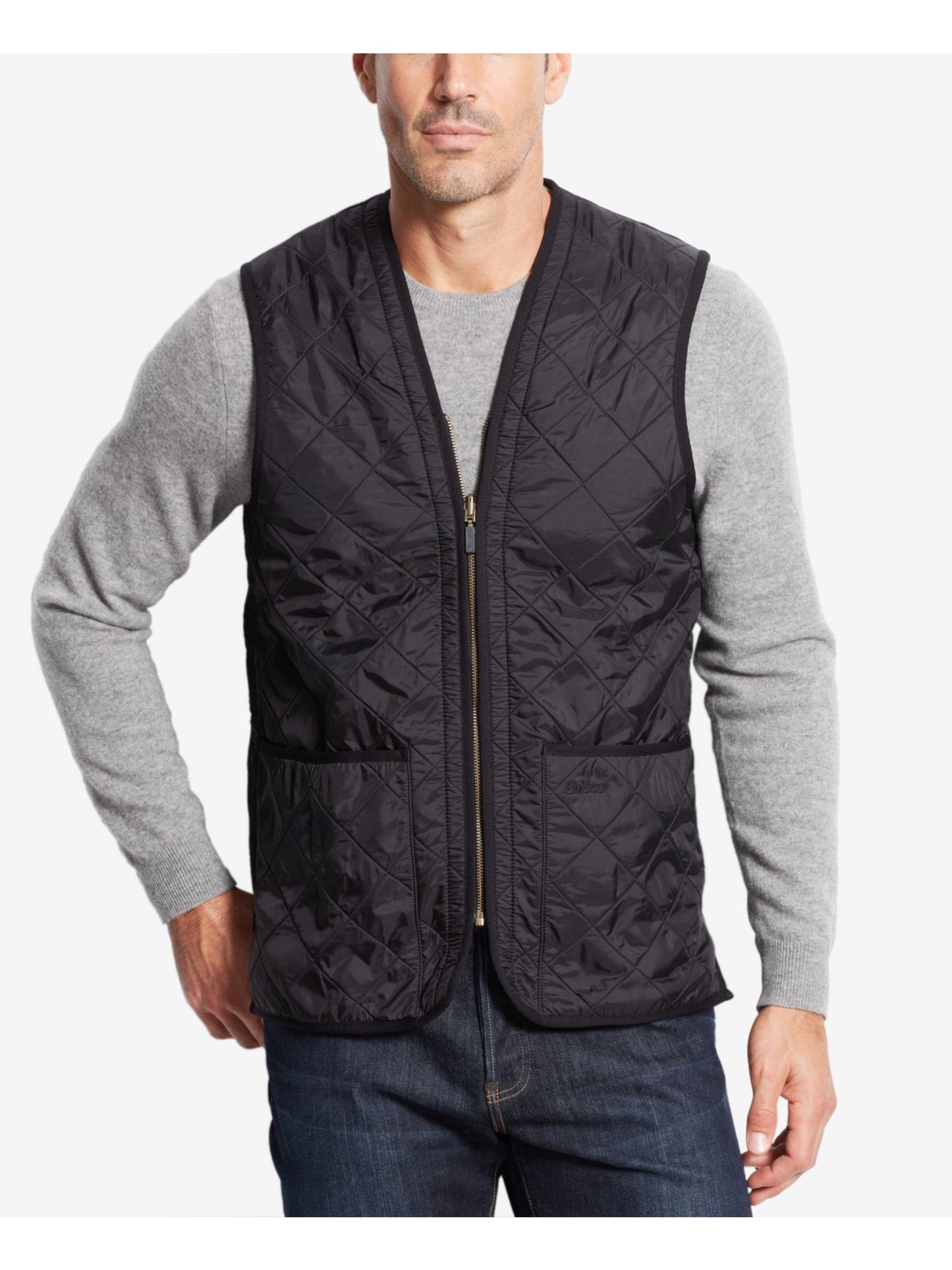 Colete Barbour Masculino Relaxed Fit com Zíper e Forro Azul Tamanho XX-G