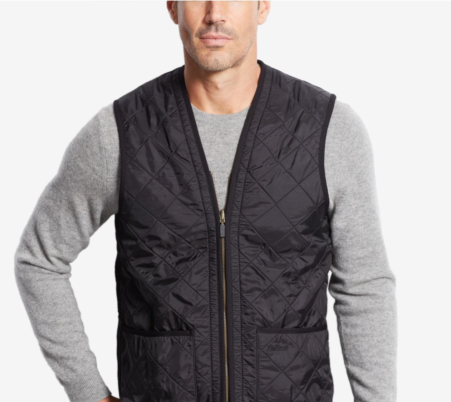 Colete Barbour Masculino Relaxed Fit com Zíper e Forro Azul Tamanho XX-G