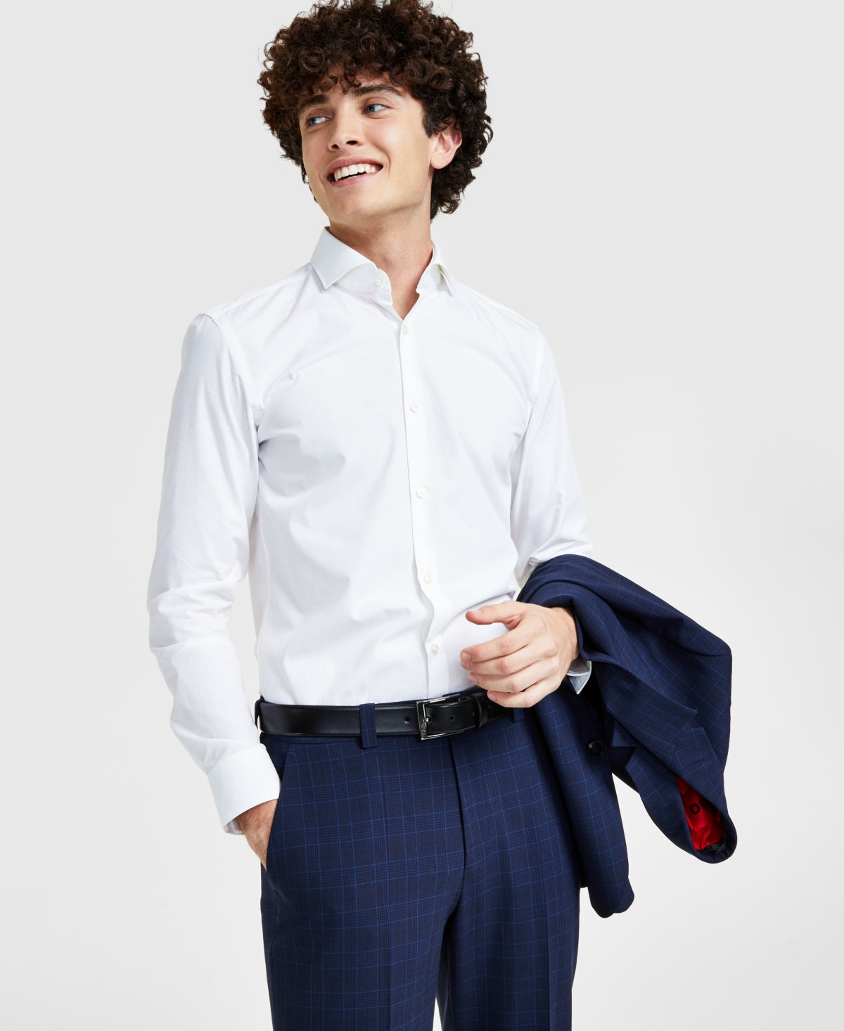 Camisa social masculina Hugo Boss Slim Fit de algodão, branca, tamanho 15x32x33