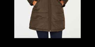 Casaco acolchoado com capuz e acabamento em pele sintética Maralyn &amp; Me Junior, preto, tamanho pequeno