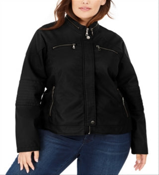 Jaqueta de couro sintético para motociclistas Maralyn &amp; Me Junior, preta, tamanho 2X