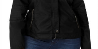 Jaqueta de couro sintético para motociclistas Maralyn &amp; Me Junior, preta, tamanho 2X