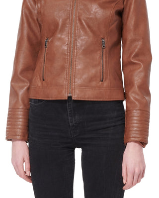 Jaqueta de couro sintético Maralyn &amp; Me Junior, marrom, tamanho pequeno