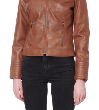 Jaqueta de couro sintético Maralyn &amp; Me Junior, marrom, tamanho médio