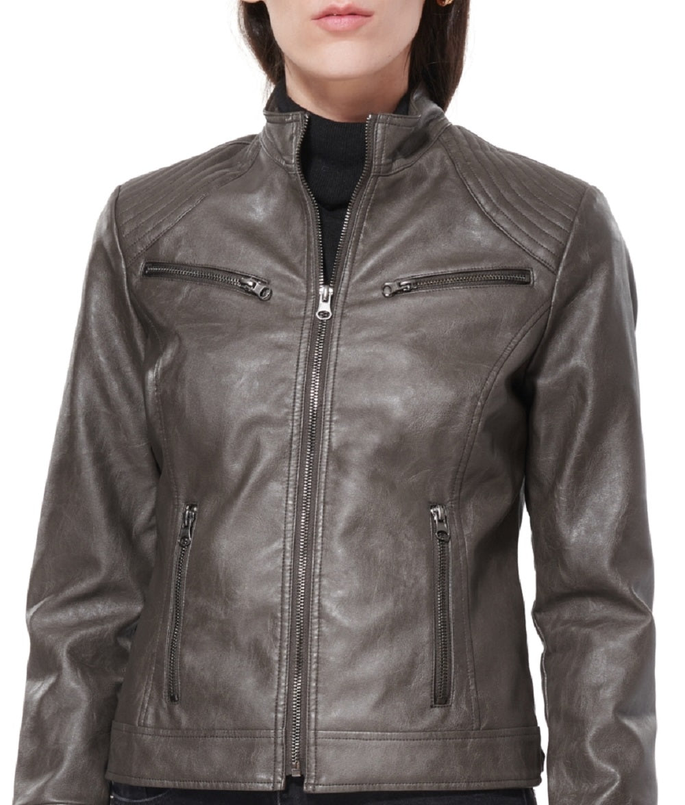 Jaqueta de couro sintético Maralyn &amp; Me Junior, cinza, tamanho X-S