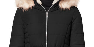 Casaco acolchoado com capuz e acabamento falso Maralyn &amp; Me Junior, preto, tamanho médio