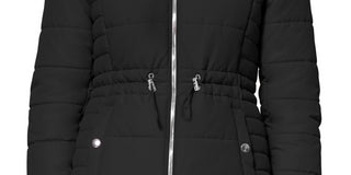 Casaco acolchoado com capuz e acabamento falso Maralyn &amp; Me Junior, preto, tamanho médio