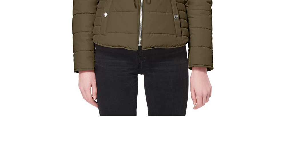 Maralyn &amp; Me Junior's Faux Fur Trim com capuz verde tamanho X-Large