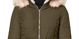 Maralyn &amp; Me Junior's Faux Fur Trim com capuz verde tamanho X-Large