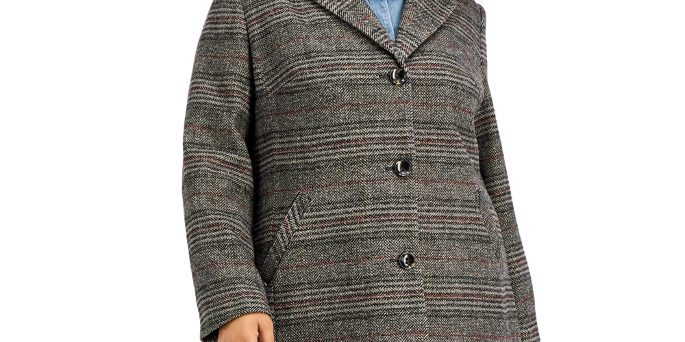 Casaco feminino Maralyn &amp; Me com abotoamento simples, preto, tamanho 3X