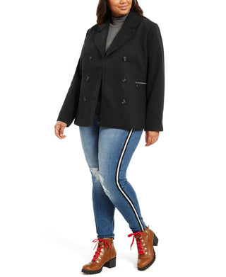 Maralyn &amp; Me Juniors' Casaco de abotoamento duplo preto tamanho 1X