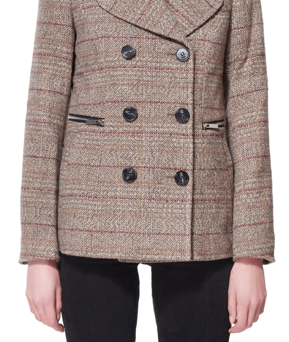 Casaco de lã marroquina trespassado Maralyn &amp; Me Junior, tamanho médio, marrom