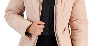 Casaco acolchoado com capuz e acabamento falso Maralyn &amp; Me Junior, rosa, tamanho grande