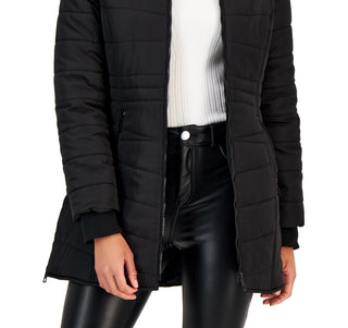 Casaco acolchoado com capuz e pele sintética Maralyn &amp; Me Junior's, preto, tamanho médio