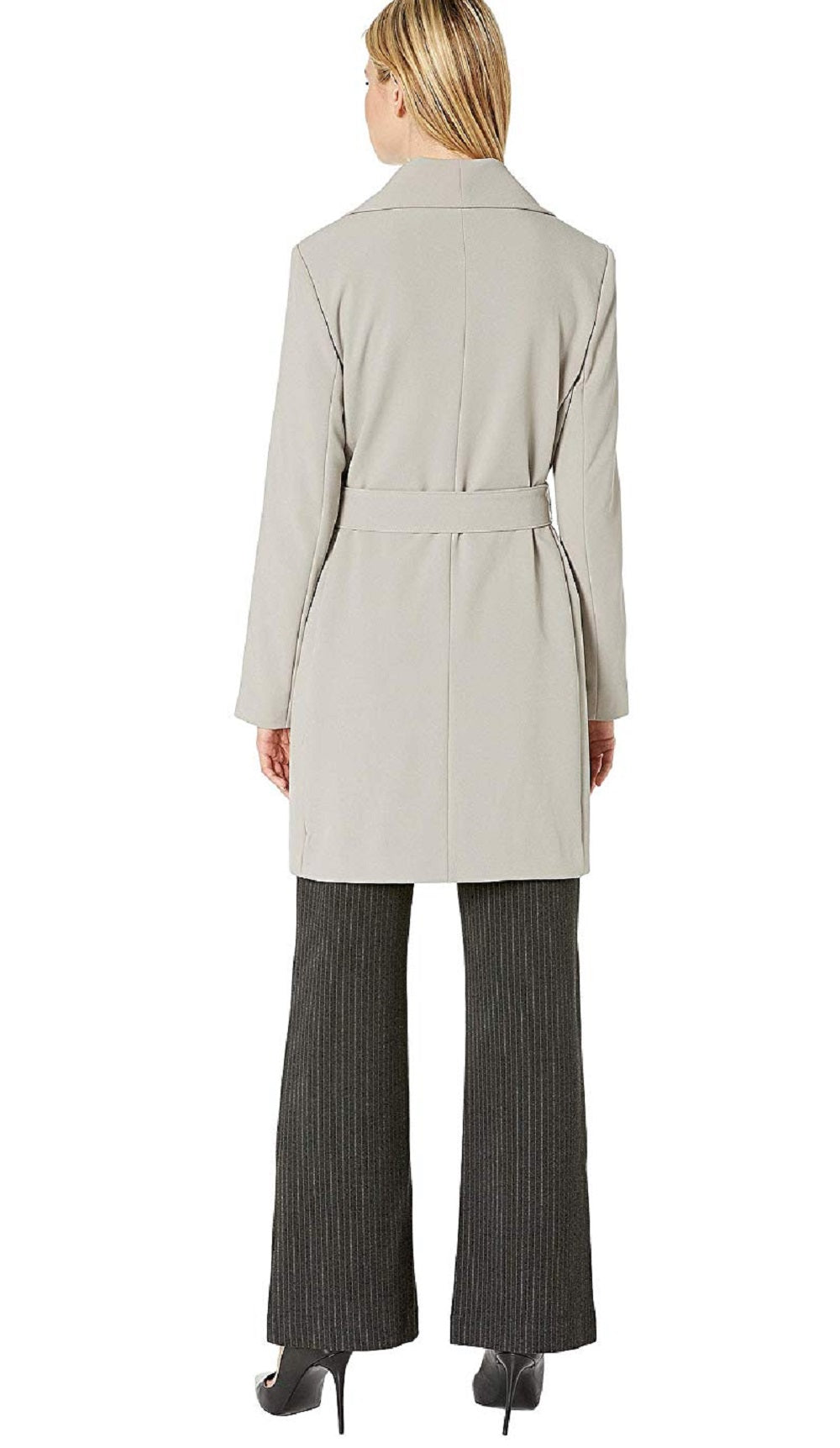 Casaco Ralph Lauren Feminino com Cinto Drapeado na Frente, Cinza, Tamanho Grande