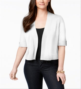 Cardigan curto com detalhes de botões da coleção JM feminino, tamanho X-G, branco