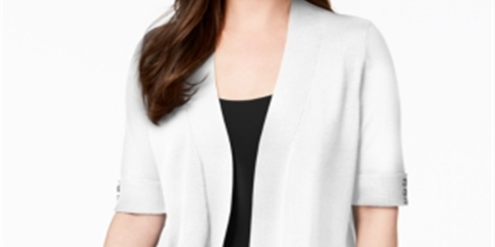 Cardigan curto com detalhes de botões da coleção JM feminino, tamanho X-G, branco