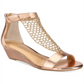 Sandálias femininas Thalia Sodi Tibby Mesh com detalhes em cunha, amarelas, tamanho 9W
