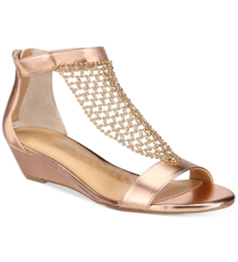 Sandálias femininas Thalia Sodi Tibby Mesh com detalhes em cunha, amarelas, tamanho 9W