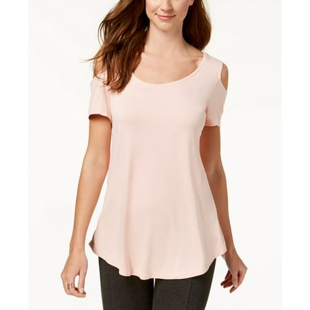 Camiseta feminina laranja com ombros descobertos da coleção JM, tamanho grande