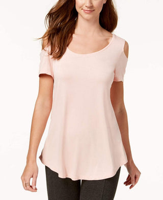 JM Collection Women's Orange Cold-Shoulder T-Shirt Size Large