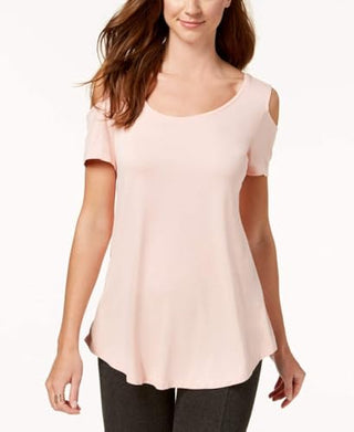 JM Collection Women's Orange Cold-Shoulder T-Shirt Size Large