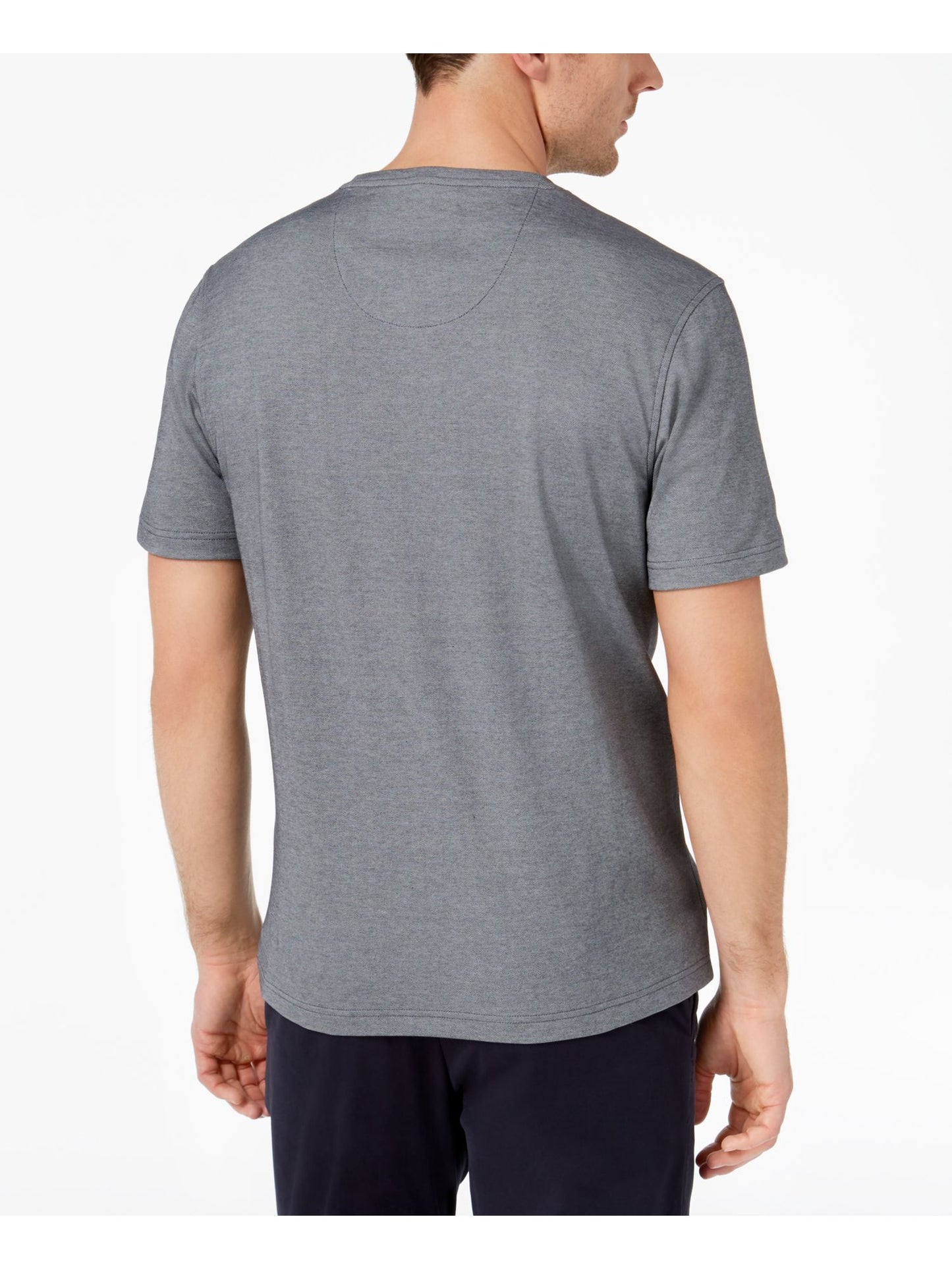Camiseta masculina Tasso Elba, gola V, manga curta, cinza, tamanho médio