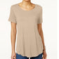 JM Collection Top feminino com decote redondo bege tamanho grande