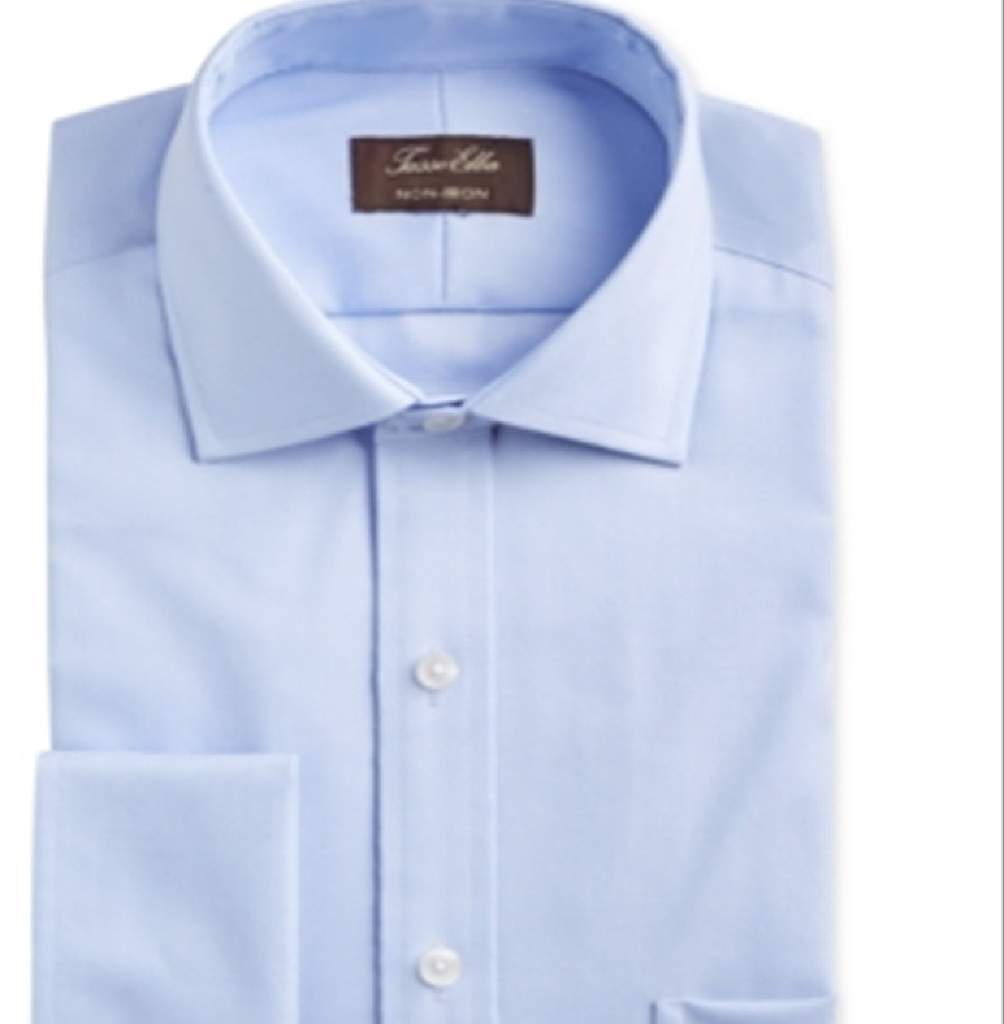 Camisa social masculina Tasso Elba Classic Regular Fit, sem ferro, Supima, algodão, espinha de peixe, lisa, punho francês, tamanho azul, 15x32x33