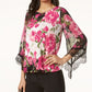 Blusa feminina Alfani com acabamento em renda e bainha bolha, rosa, tamanho extragrande