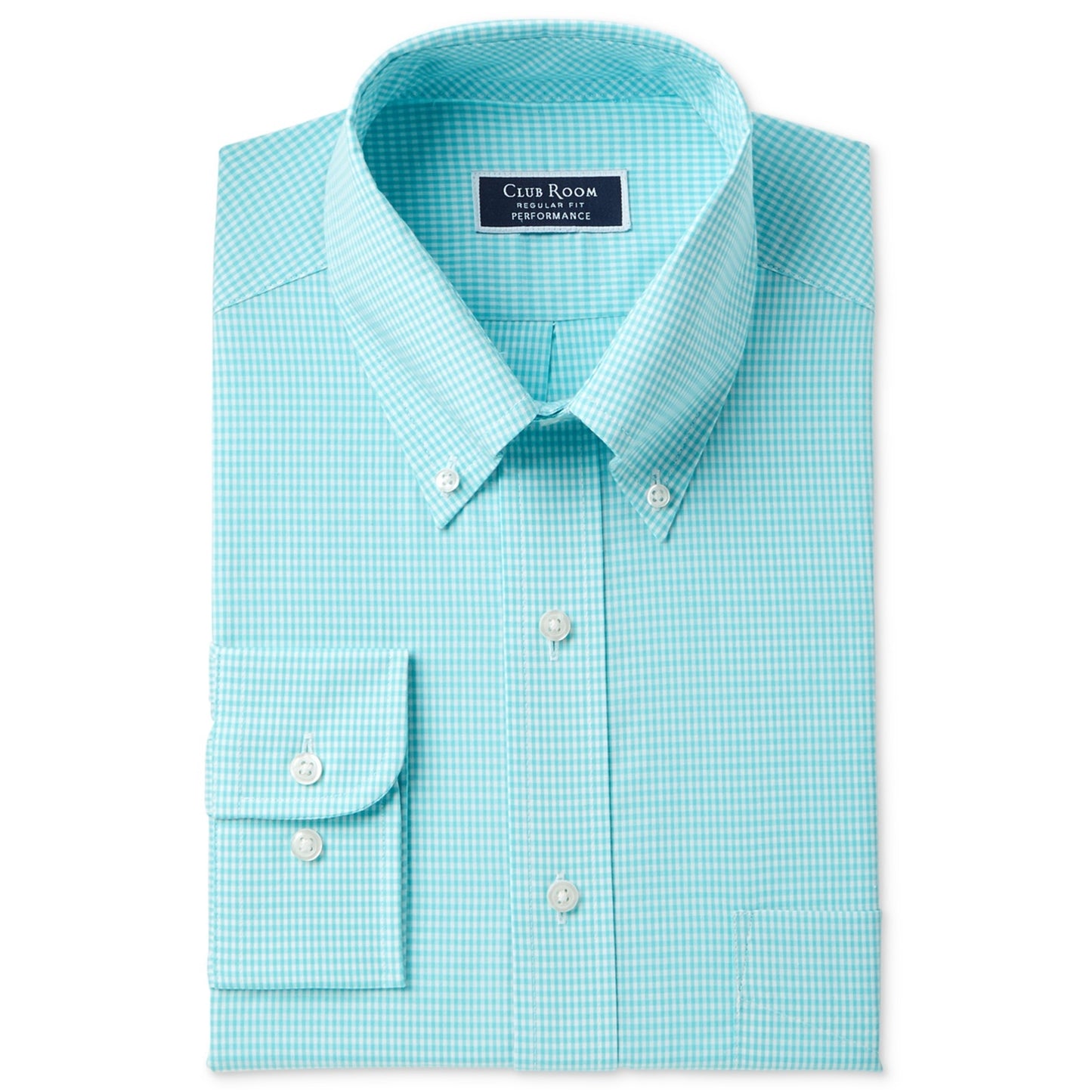 Camisa social masculina Club Room Performance com botões, azul, tamanho 16x34-35