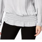 Blusa feminina Alfani com manga comprida e gola alta, cinza, tamanho pequeno