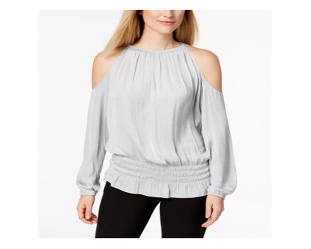Blusa feminina Alfani com manga comprida e gola alta, cinza, tamanho pequeno