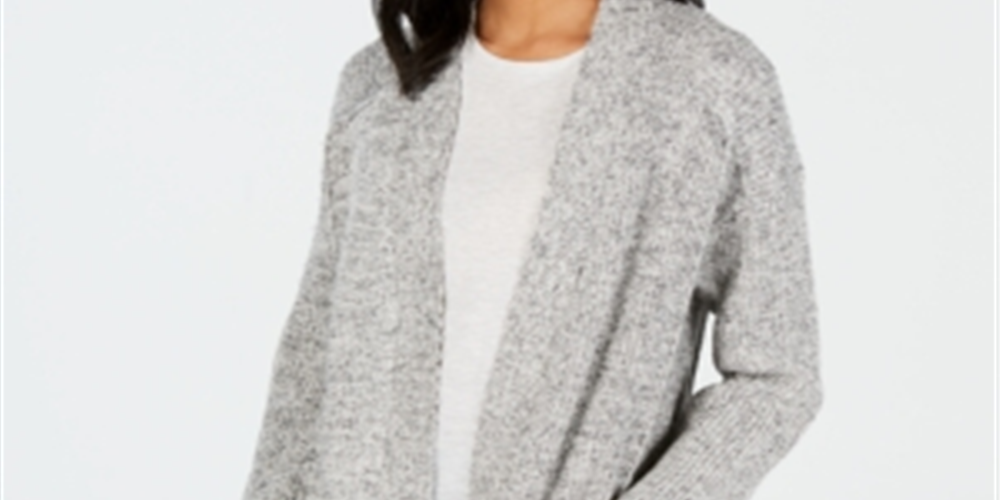 Cardigan feminino com frente aberta e acabamento estilo &amp; co, cinza, tamanho extragrande