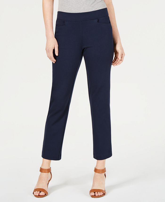 Calça feminina cropped com perna reta estilo &amp; co, azul, tamanho pequeno