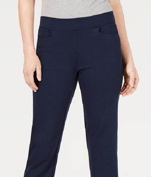 Calça feminina cropped com perna reta estilo &amp; co, azul, tamanho pequeno