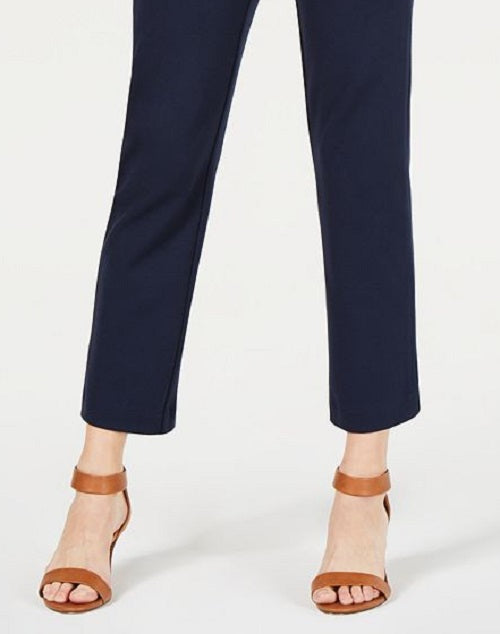 Calça feminina cropped com perna reta estilo &amp; co, azul, tamanho pequeno