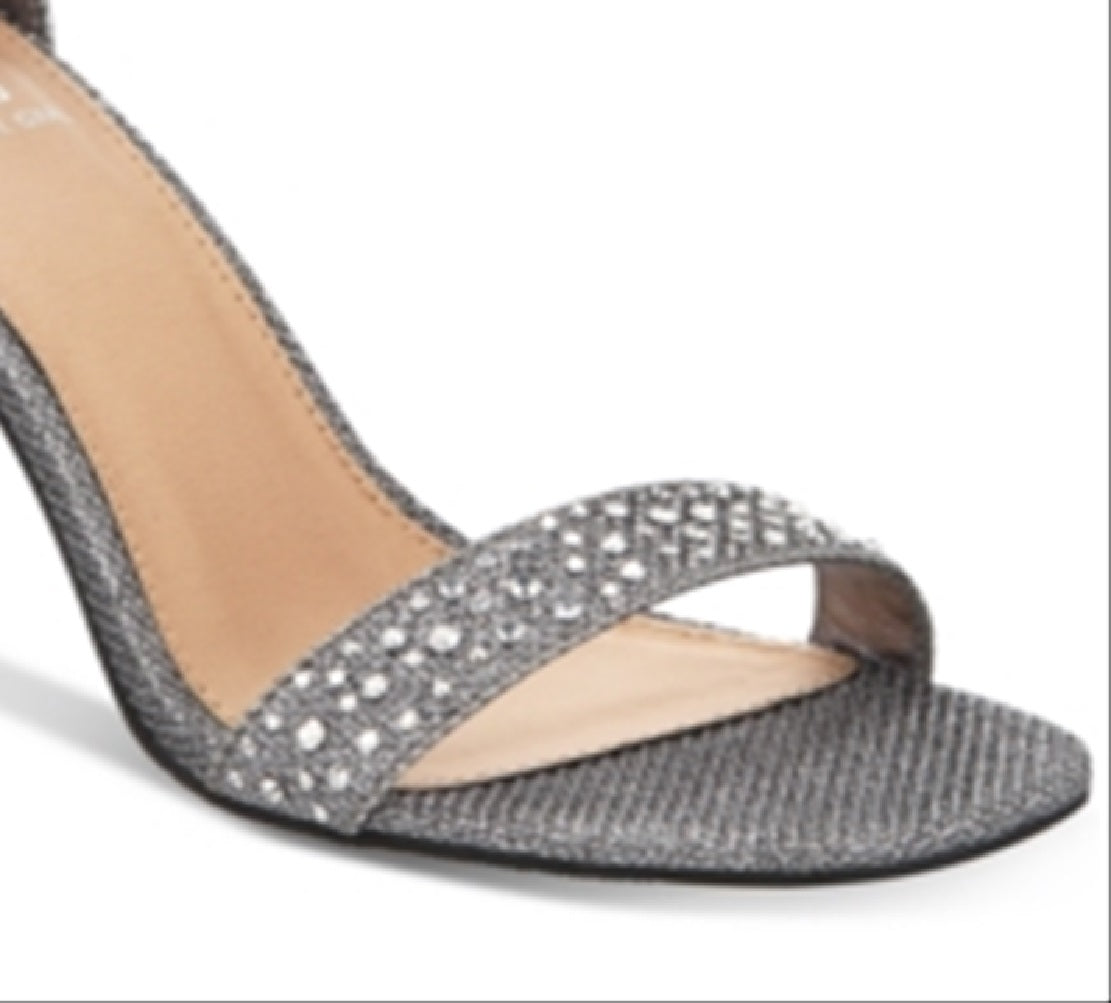 Material Girl Sandálias Femininas Beverly Glitter Texturizadas Cinza Tamanho 8,5 M