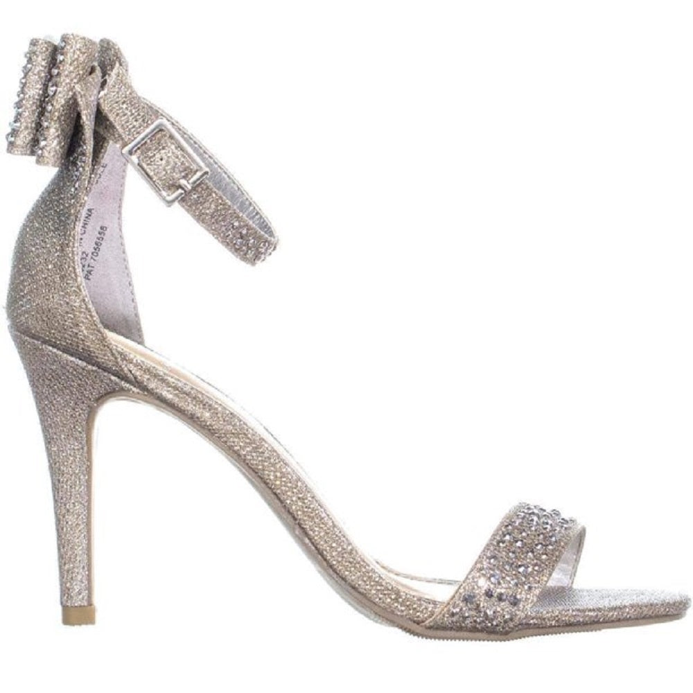 Material Girl Beverly Sandálias femininas com tira no tornozelo e bico aberto para ocasiões especiais, cinza, tamanho 10 M