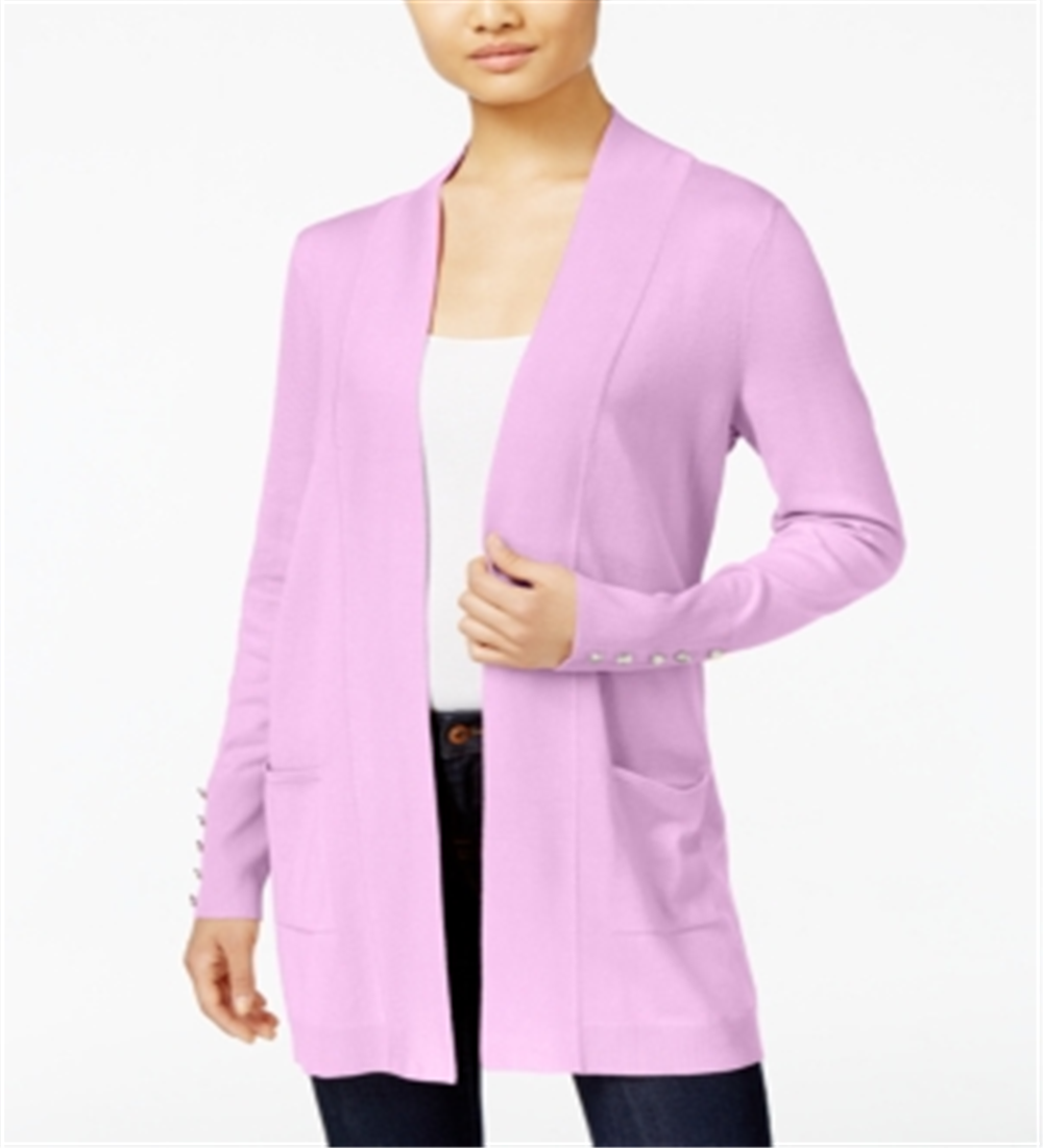 Cardigan feminino JM Collection com frente aberta, roxo, tamanho pequeno