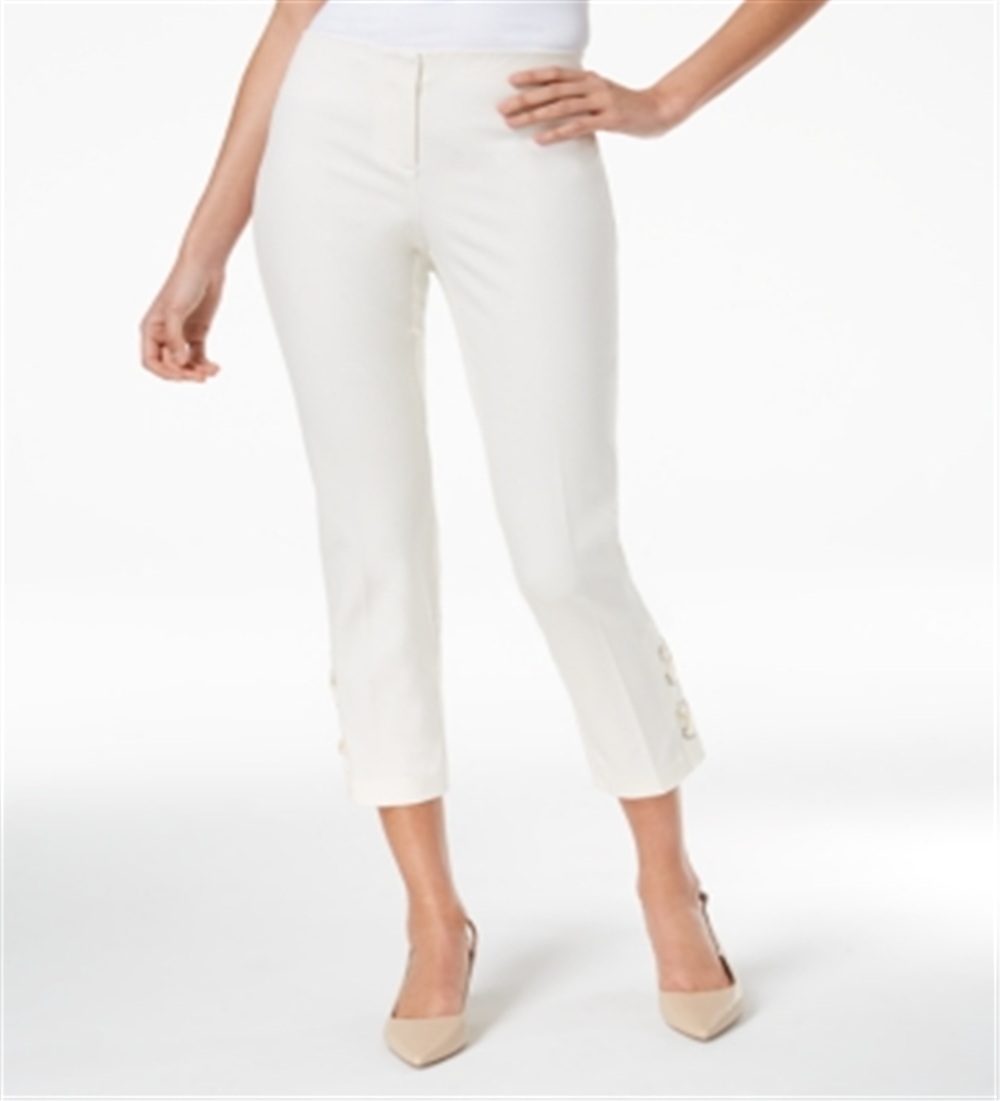 Calça Alfani Feminina com Cadarço e Elástico na Frente, Tamanho 14, Branca