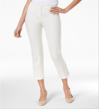Calça Alfani Feminina com Cadarço e Elástico na Frente, Tamanho 14, Branca