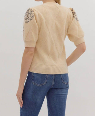 Entro - Short Sleeve Floral Sweater