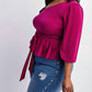 The Curve La - Plus Size One Shoulder Peplum Top With Tie