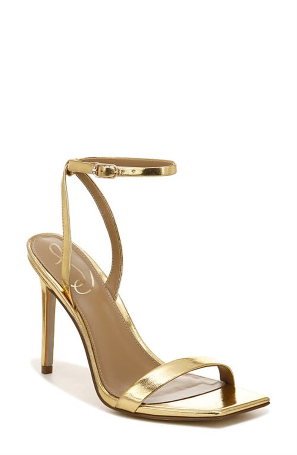 Sandália feminina Sam Edelman Orchid com tira no tornozelo, amarela, tamanho 7,5