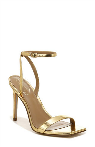 Sandália feminina Sam Edelman Orchid com tira no tornozelo, amarela, tamanho 7,5