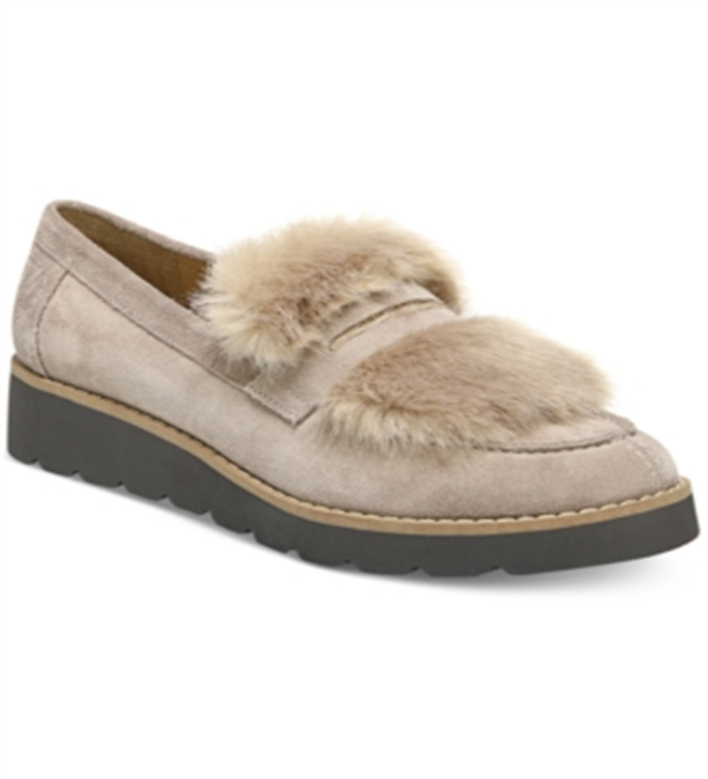 Franco Sarto Harriet Wedge Loafers Femininos Bege Tamanho 7,5 M