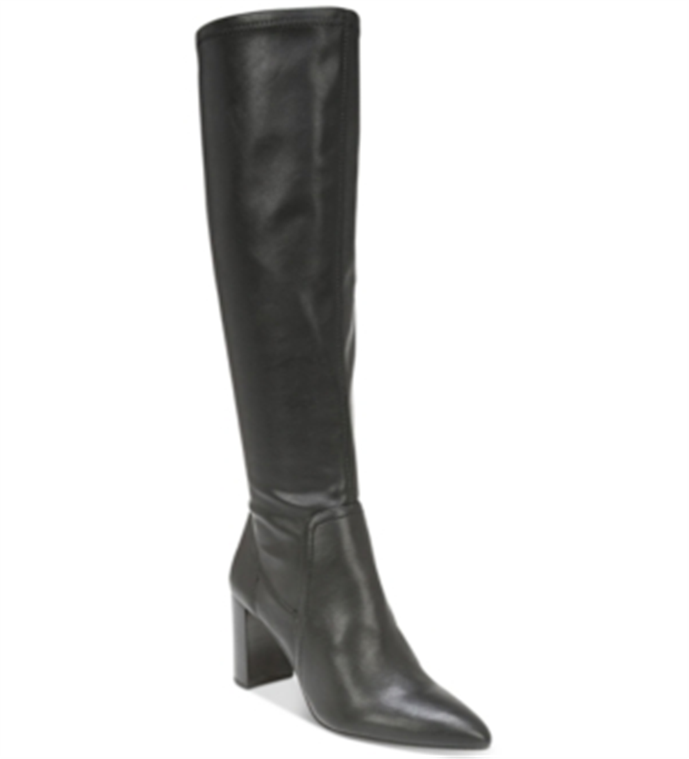 Franco Sarto Botas femininas de couro sintético até o joelho, pretas, tamanho 6 M