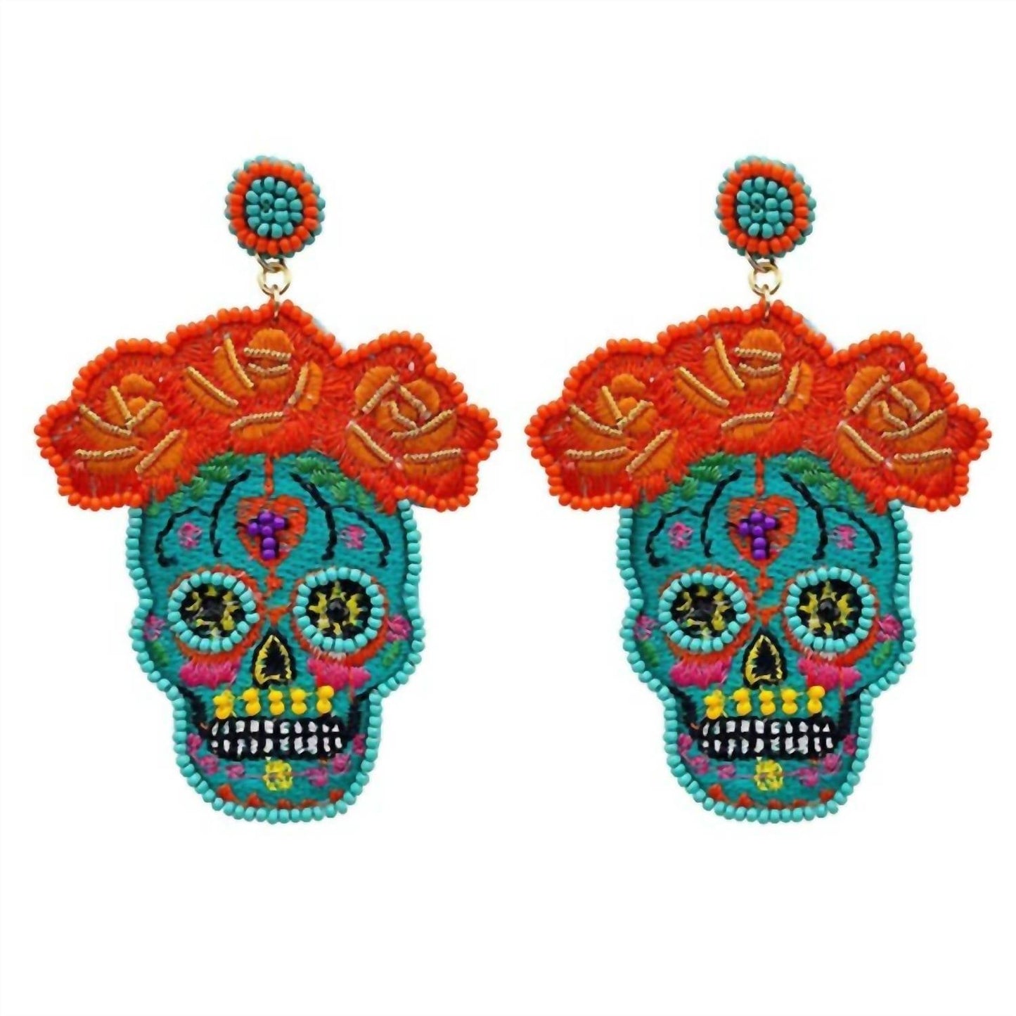 Fashion City - Beaded Sugar Skull Earrings