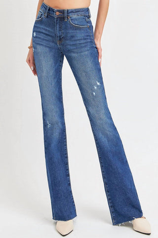 Risen - Calça Jeans Longa Flare Cintura Média